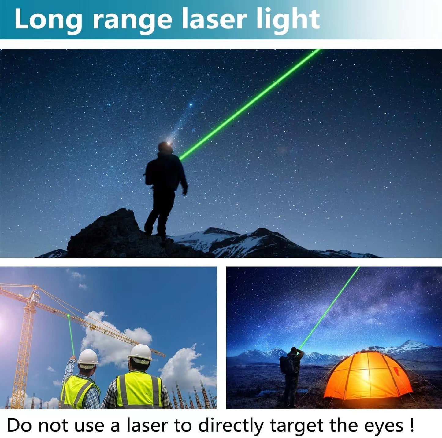Long Range Tactical Green Beam Flashligh, Rechargeable Bright Laser Pointer for Night Astronomy Outdoor Camping Hiking for Indoor Outdoor