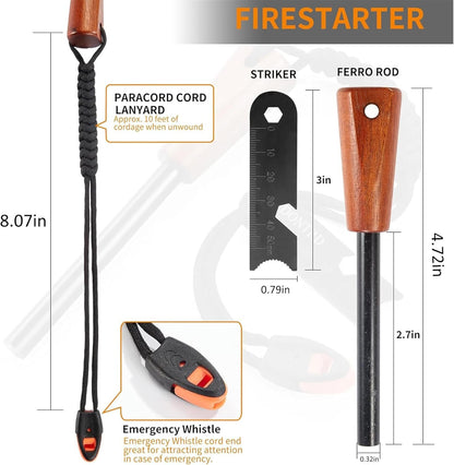 Fire Starter Survival Tool,Flint Fire Starter for Camping and Hiking,Survival Fire Starter,Camping Waterproof Lighter,Flint and Steel Fire Starter Kit for Your Hiking