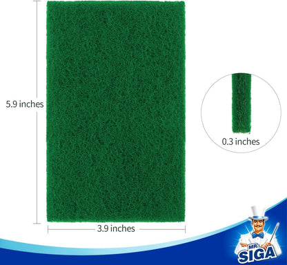 MR.SIGA Heavy Duty Scouring Pads, Household Scrubber for Kitchen, Sink, Dish, 24-Pack, 3.9 x 5.9 inch (10 x 15 cm), Green
