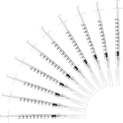 25 Pack 1ml Syringes with 27Ga 1/2 Inch Needle, Sterile Disposable Syringe Kit Individual Package for Crafts, Industrial, Scientific,Watering, Pet Feeding & DIY