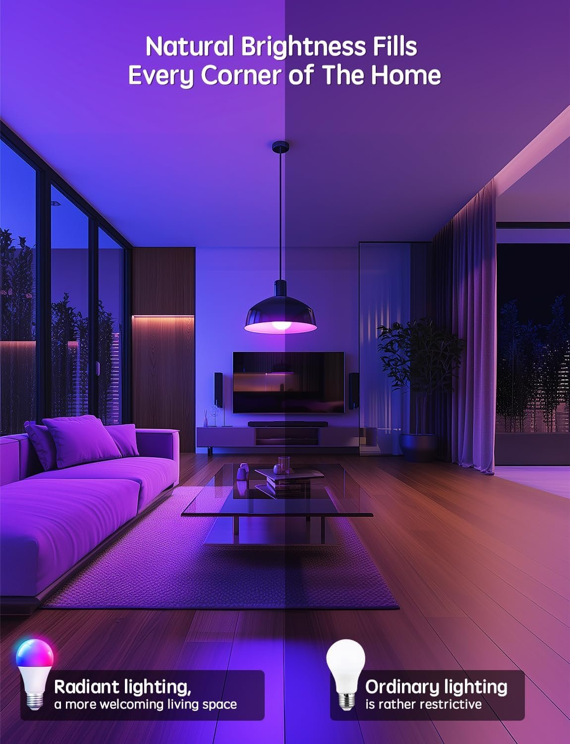 HIFILUZ Smart Light Bulbs 8 Pack, Work with Alexa and Google Assistant, LED Light Bulbs Color Changing with Timer, Bluetooth Music Sync, WiFi Bulbs with APP