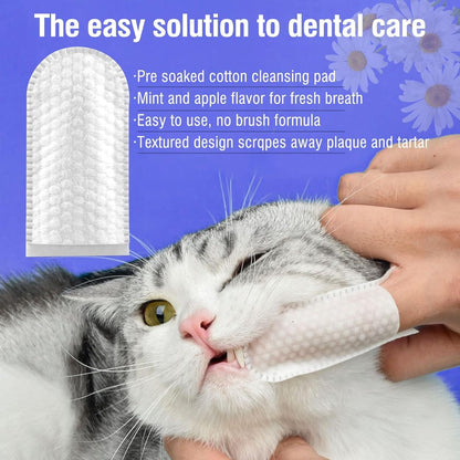 Havenfly Teeth Cleaning Finger Wipes 50pcs for Dogs & Cats, Disposable, Removes Bad Breath, Gentle Cleaning, Gum Care, Promote Pet Oral Hygiene
