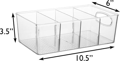 ClearSpace Plastic Pantry Organization and Storage Bins with Removable Dividers – Perfect Kitchen Organization or Kitchen Storage – Fridge Organizer, Refrigerator Organizer Bins, Cabinet Organizers