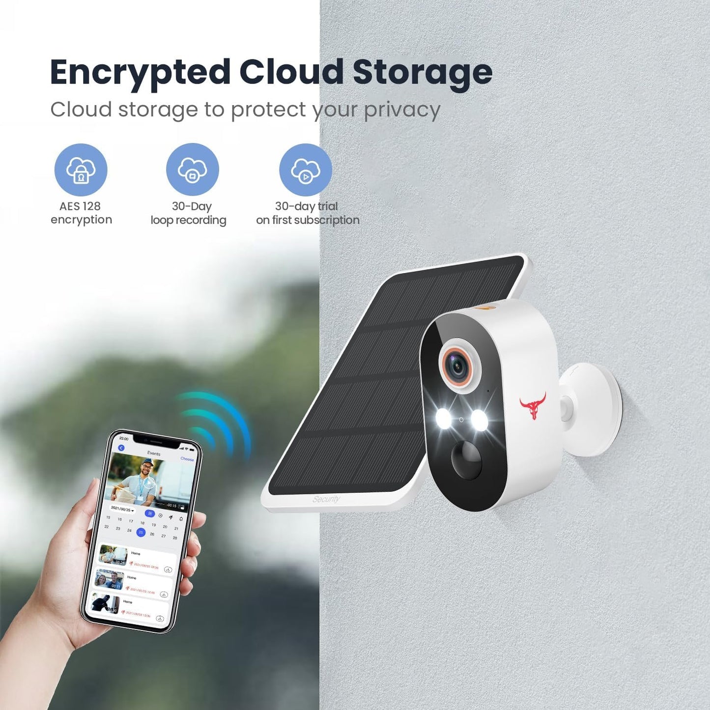 1080p Wireless Security Camera with Solar Panel, AI Human Detection, 2-Way Talk, Night Vision, Cloud Storage (Sold Separately), Battery Included, Home Security, 2.4GHz WiFi Only (2 Pack)