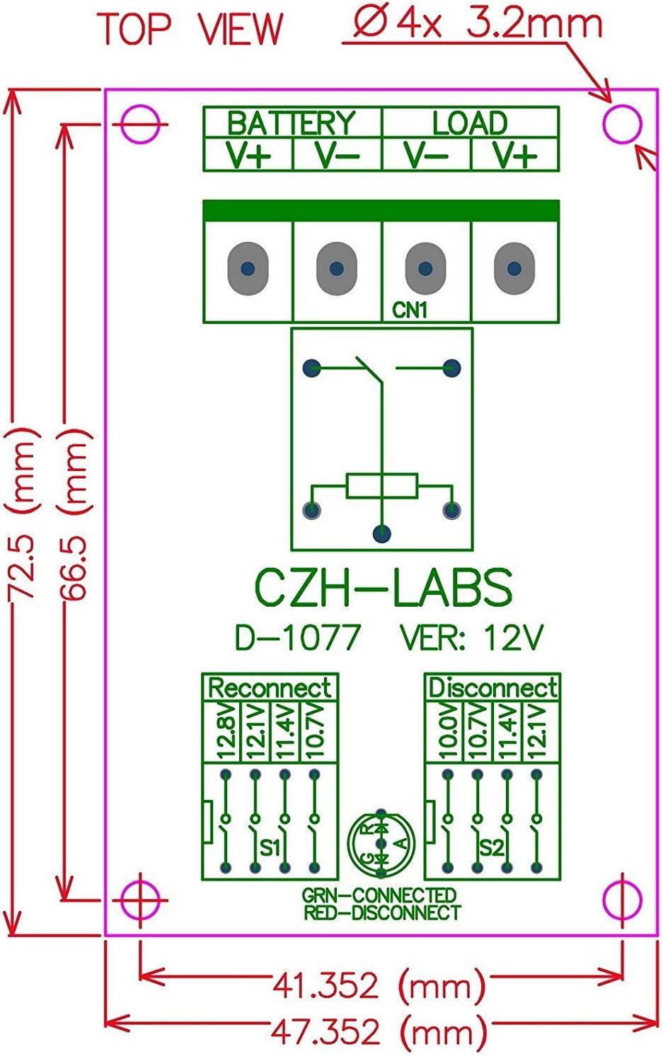 Electronics-Salon Low Voltage Disconnect Module LVD, 12V 10A, Protect/Prolong Battery Life.