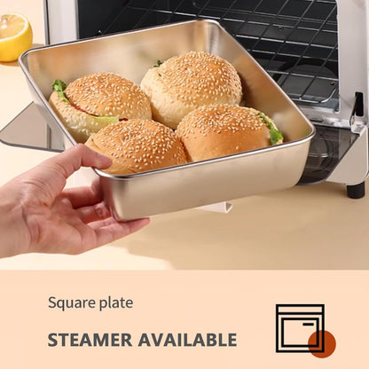 ATRDTO Stainless Steel Rectangle Food Storage Box Container, Leak Plastic Lid Dishwasher Safe - Plastic Free -Clear Lid (6)