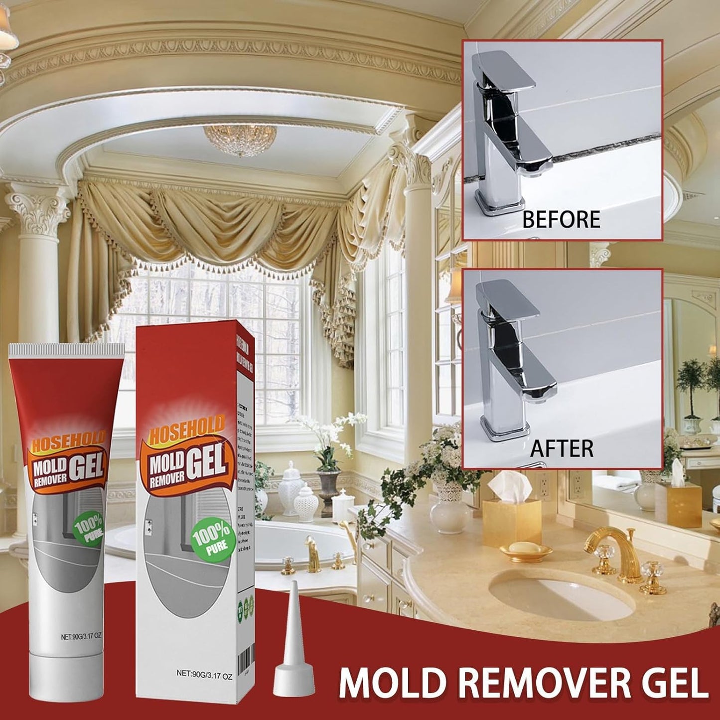 Mold Remover Gel – Powerful Mould Remover for Deep Cleaning | Mould Magic Mildew Cleaner for Bathroom, Kitchen, Tile Grout, Walls & Seals | 2-Pack Household Essential