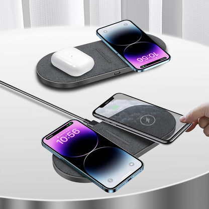 FDGAO Dual 20W Wireless Charger 2 in 1 Fast Wireless Charging Pad Station for iPhone 16 Pro Max/16 Pro/15/14/13/12/11/XS/XR/8 Plus, Airpods, for Samsung Galaxy/Note, Galaxy Buds (with AC Adapter)