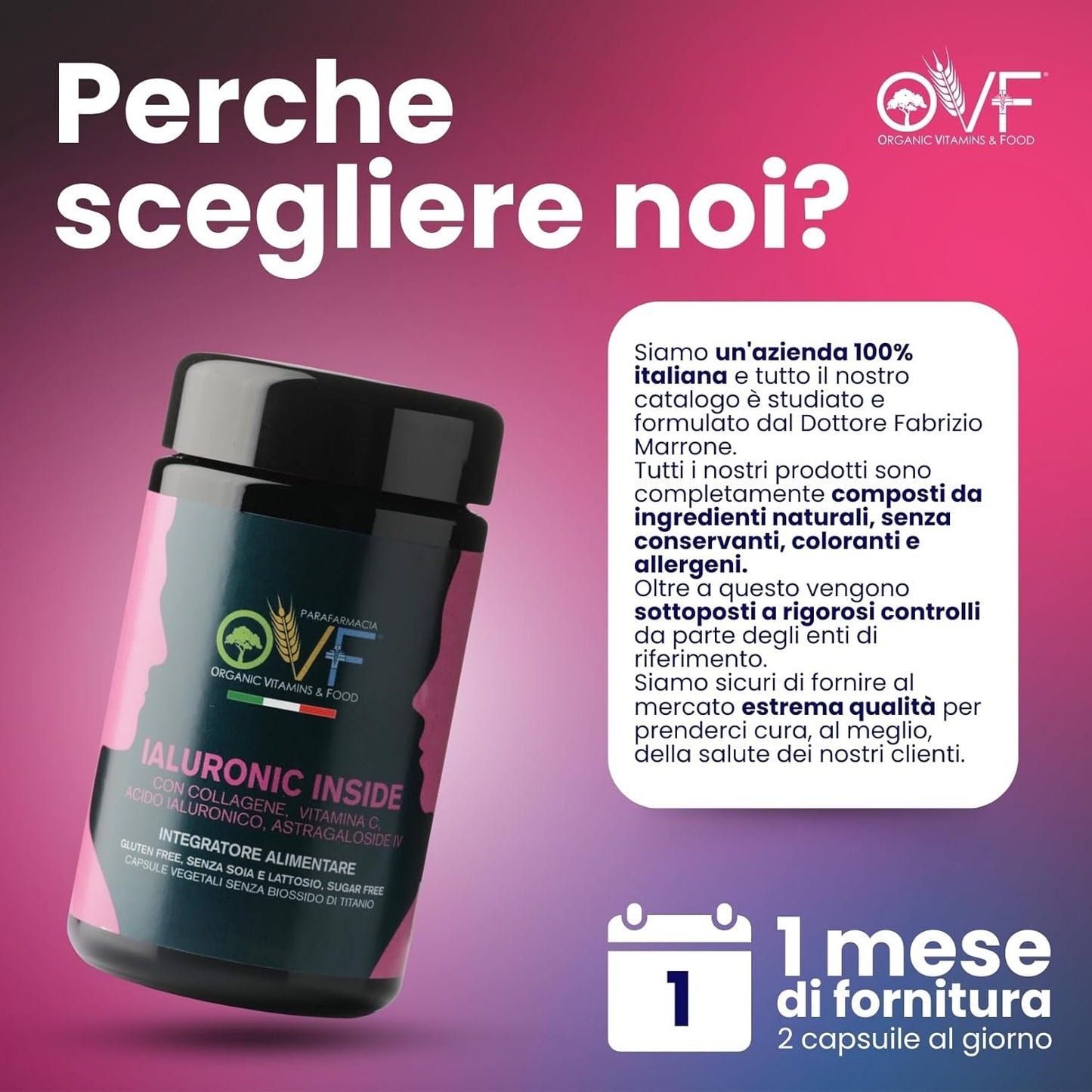 OVF Collagen & Hyaluronic Acid with Vitamin C – 60 Anti-Age Caps – Joint Support and Reduction of Cell Aging.