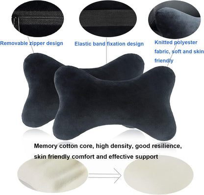 Car Neck Pillow(2 Pack), Softness Car Memory Headrest Pillow, Comfort Breathable Car Neck Support Pillow with Removable Cove for Relieve Fatigue Pain/Comfortable Ergonomic Design