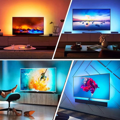 Hnogax TV LED Strip Lights with Music Sync, 16.4ft/5M RGB Ambient Backlight for 40-75 Inch TVs, Smart Lighting for Gaming & Home Theater [Easy Installation]