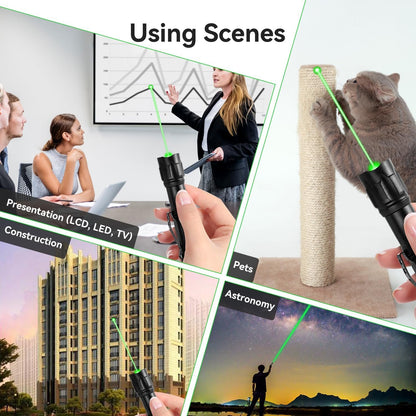 MIPREZT [Professional] Rechargeable Green Light Beam Flashlight Long Distance Range for TV/LED/LCD Screens Tactical Flashlights Presentation Office/Outdoors/Astronomic/Construction 4(1)