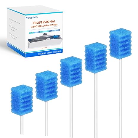 Oral Swabs Disposable - Longer Medical-Grade Mouth Swabs Individually Wrapped - Safe & Professional (Blue 200 Counts)