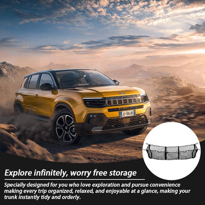 Three Pocket Mesh Storage Net, Mesh Trunk Cargo Net Storage Organizer, Heavy Duty Black Mesh 3 Pocket Trunk Cargo Organizer for Car, Van, SUV Pickup Truck Bed