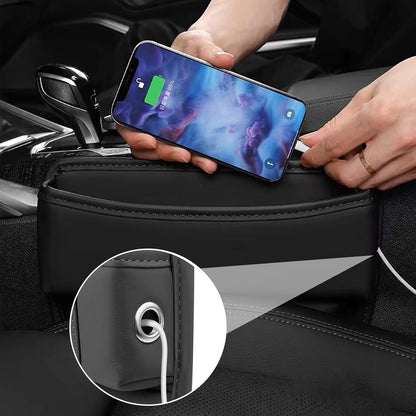 2 Pack Car Seat Gap Organizer, Leather Car Front Seat Gap Filler Car Seat Storage Bag for Phone/Keys/Cards, Car Center Console Side Pockets Gap Stop Things Pads, Car Interior Accessories for Sedan SUV