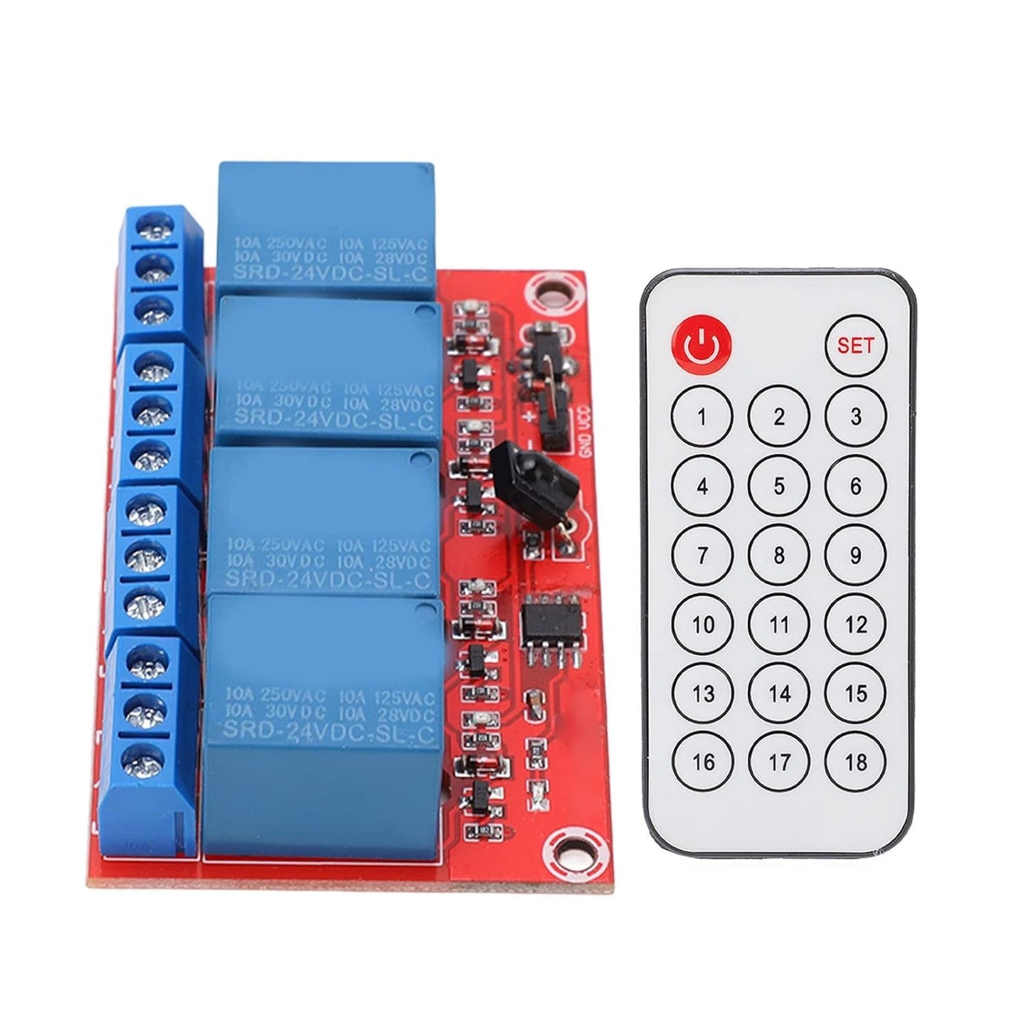 4 Channel Relay Module Infrared Remote Control Switch Set for Home Automation System (24V)