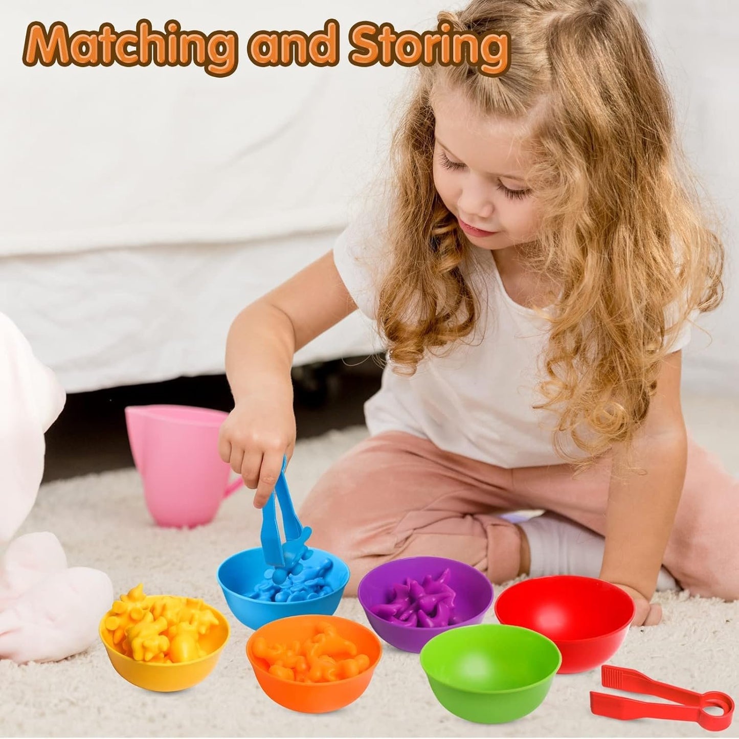 Montessori Toys for 3 Years Old, Counting Dinosaurs Toys for Kids with Sorting Bowls Toddler Learning Ages 3-4 Preschool Early Educational Toys for 3 4 5 Years Old Boys Girls