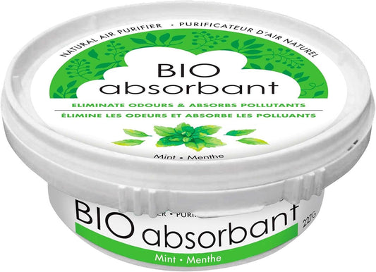 ATTITUDE Bio Absorbant Air Purifier with Activated Carbon Freshener, Made in Canada, Odor Remover, Plant and Mineral-Based, Vegan, Mint, 227 grams