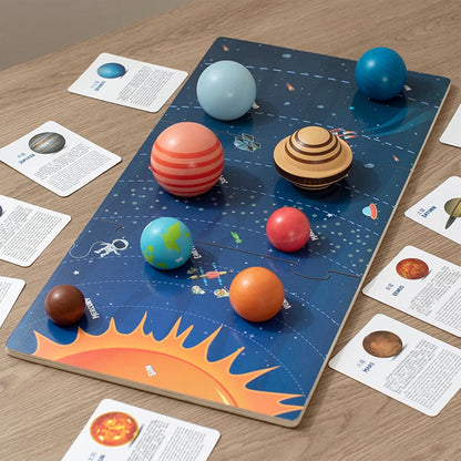 Planet Toys Montessori Wooden Solar System Model, Educational Toys for Kids 3-5, Preschool Learning Puzzle, Space Learning Toy, Planets for Kids