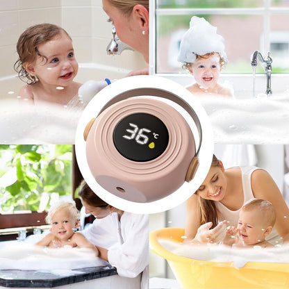 Bathtub Water Monitor, Baby Temperature Meter, 4.33 x 3.93 inches Digital Waterproof Display, Electronic Sensor Design for Shower, Nursery, Infant Bath Safety Tool
