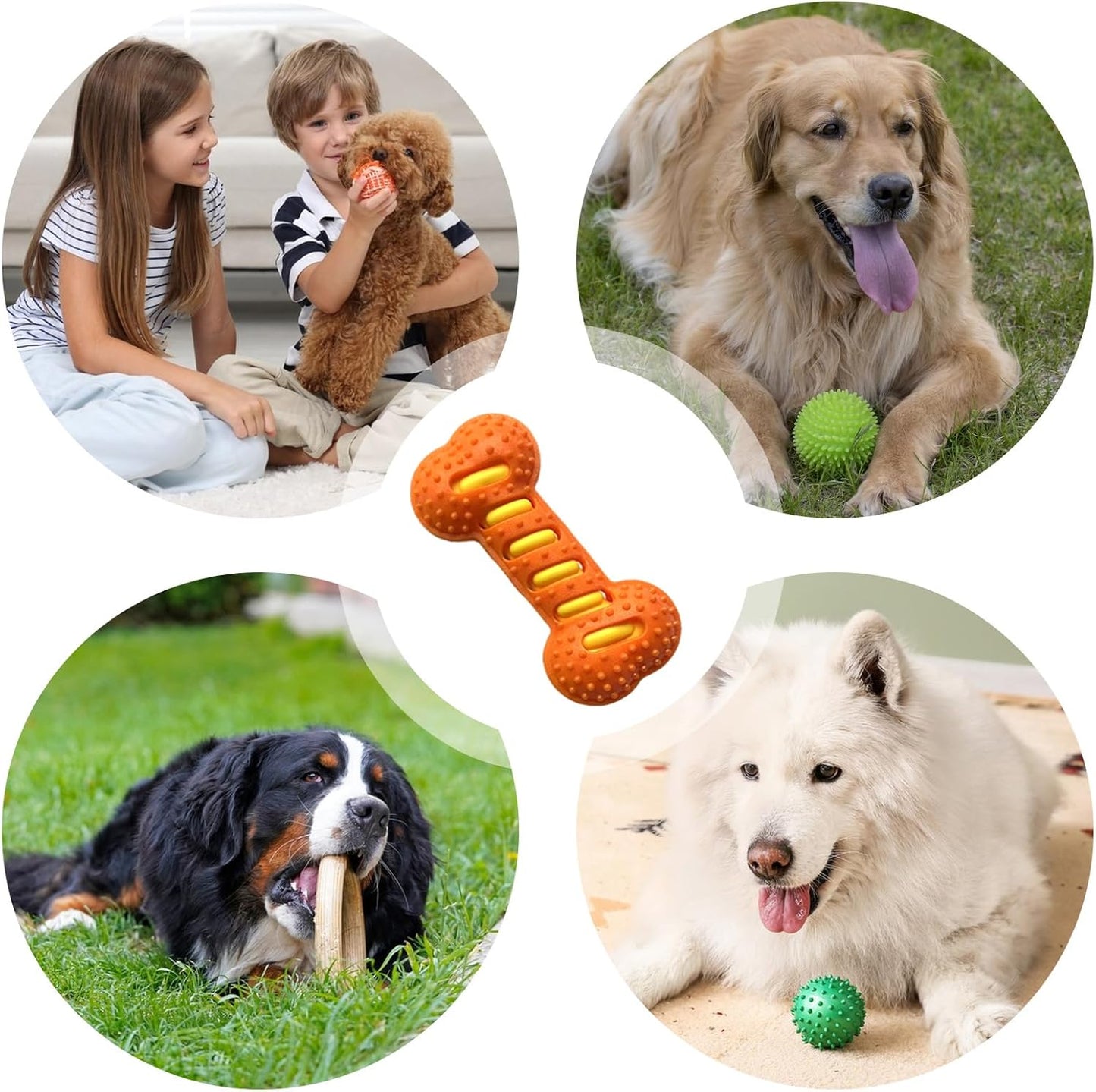 Generico Puppy Chew Toys for Teething, Bone Shape Dog Squeaky Toys, Interactive Pet Supplies for Indoor Play, Crate Training, Teething Relief, Cleaning, Safe & Durable Pet Chew Toys