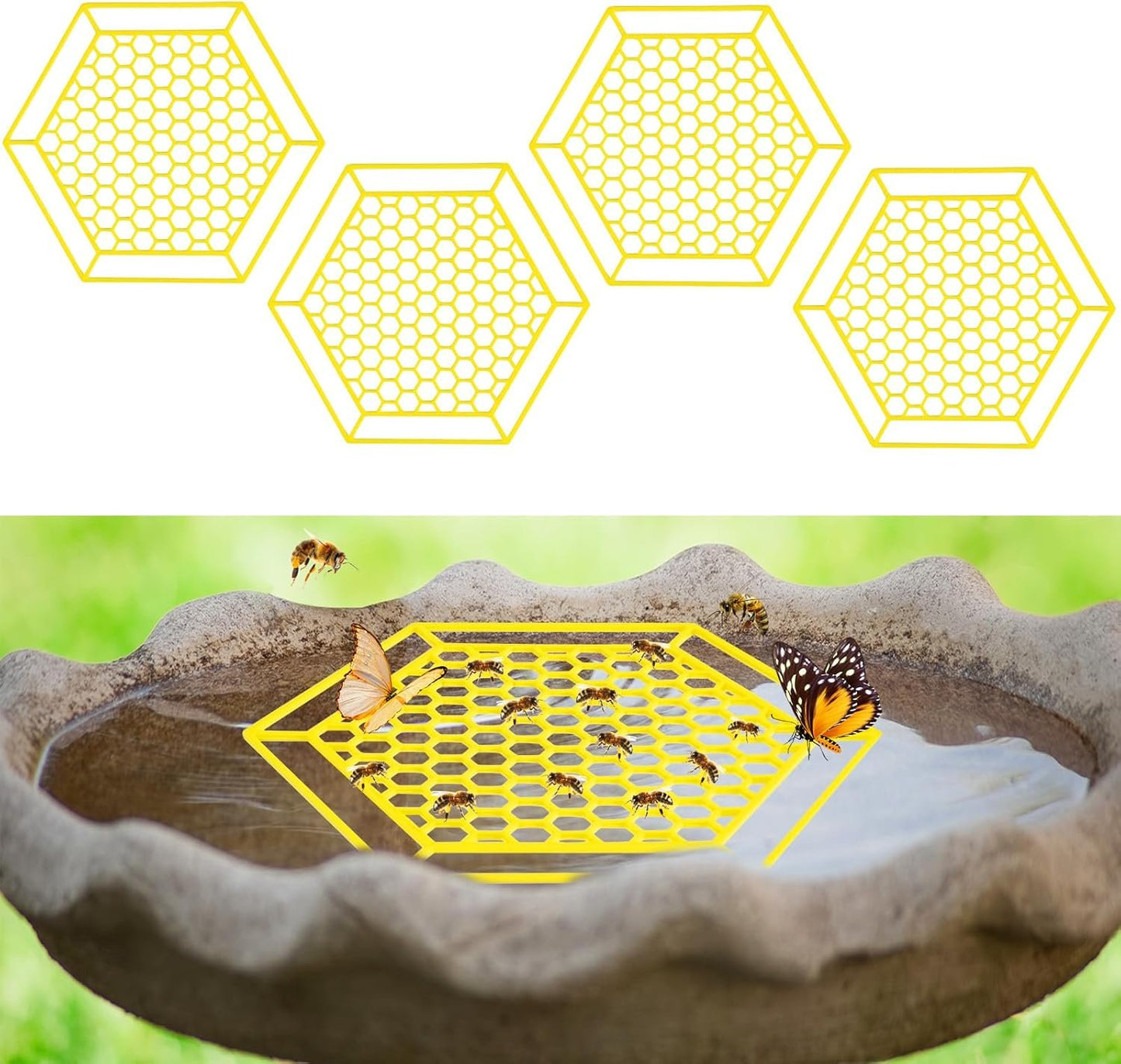 letesult 4 Pack Floating Bee Island, 7.1 Inch Bee Watering Station, Bee Bath Bee Drinking Station Bee Waterer and Butterfly Water Stations Butterfly Feeders for Outdoors Thirsty Pollinators Feeding