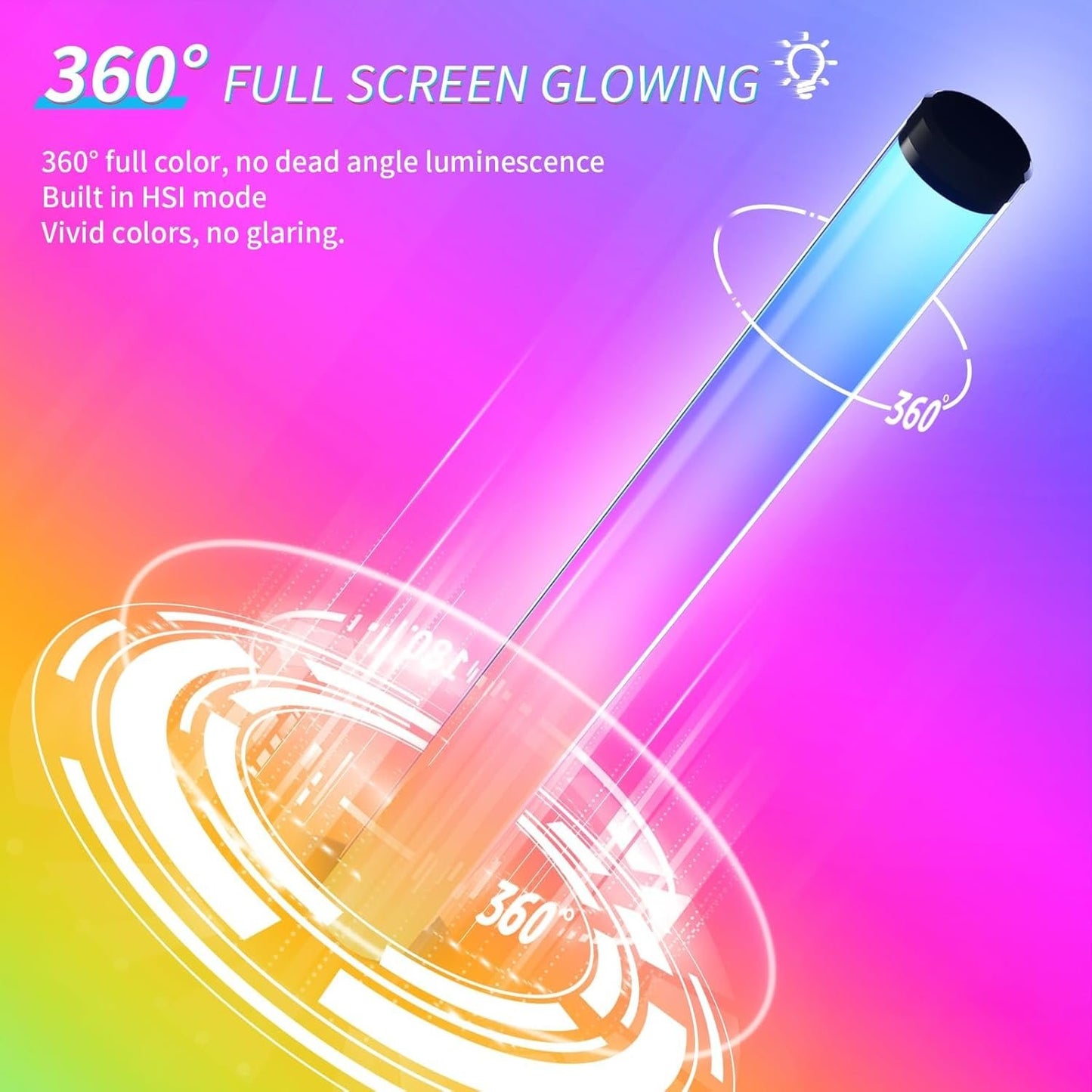 TONGLIN Smart LED Light Bars, 2Pack 42cm 360Â° Upgrade RGB, Ambient Lighting With DIY/Music Sync/8 Scene Modes, Gaming Lights LED TV Backlight With App Control, Colour Changing