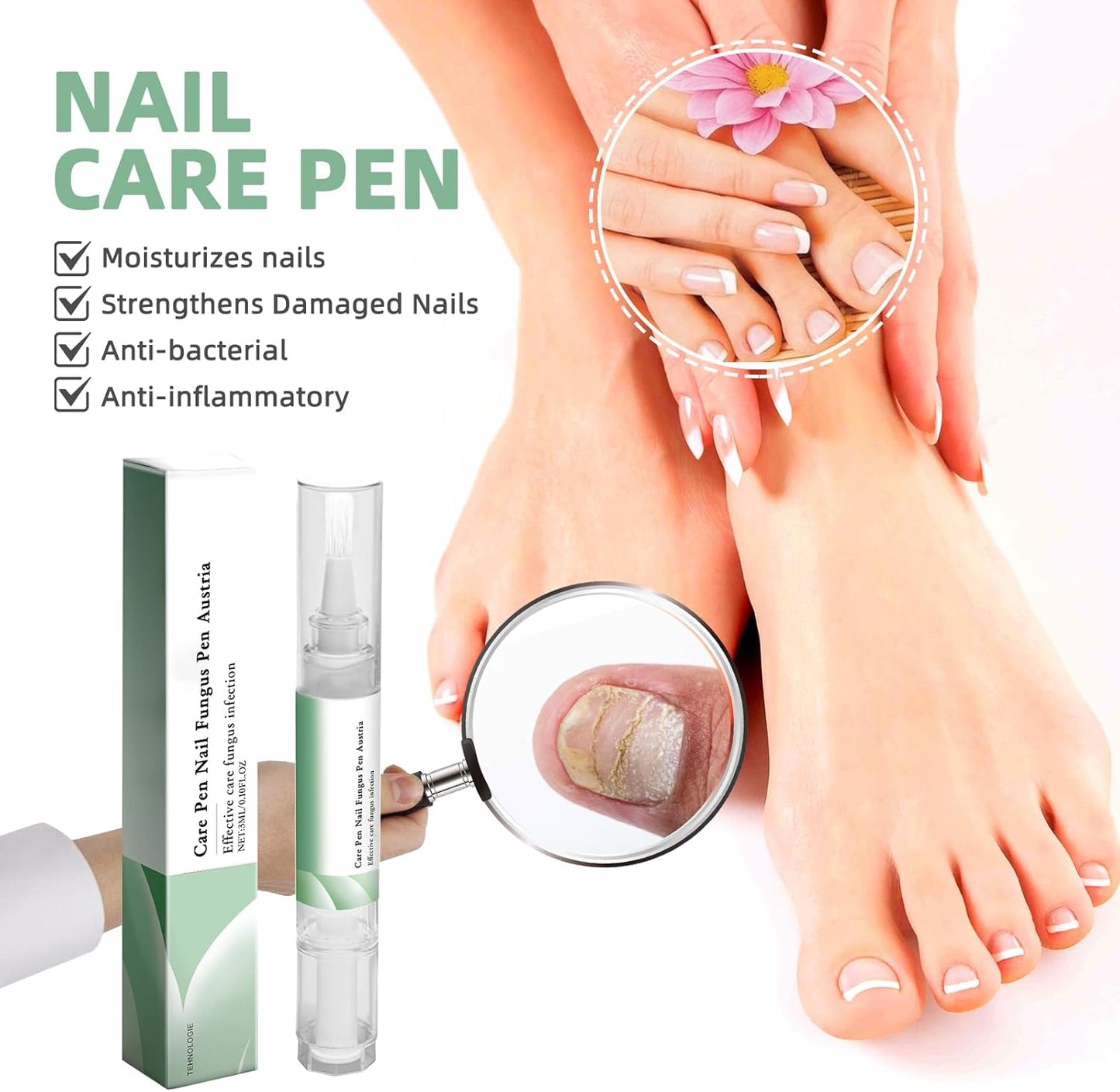 3 Pcs Nail Care Pen for Nail Care with Aloe Vera Tea Tree Oil Vitamin E Nail Growth
