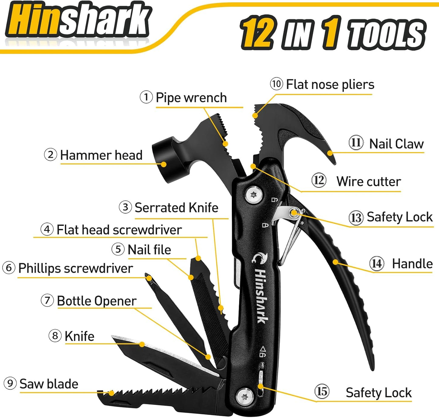 Fathers Day Dad Gifts from Daughter Son Wife, 12 in 1 Hammer Multitool, Fathers Day Cool Gifts for Dad, Anniversary Birthday Mens Gifts for Men Dad Husband Grandpa, Best Dad Ever Gifts, Cool Gadgets