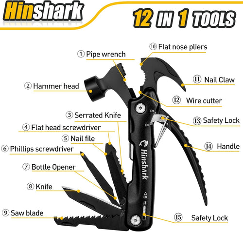 Fathers Day Dad Gifts from Daughter Son Wife, 12 in 1 Hammer Multitool, Fathers Day Cool Gifts for Dad, Anniversary Birthday Mens Gifts for Men Dad Husband Grandpa, Best Dad Ever Gifts, Cool Gadgets