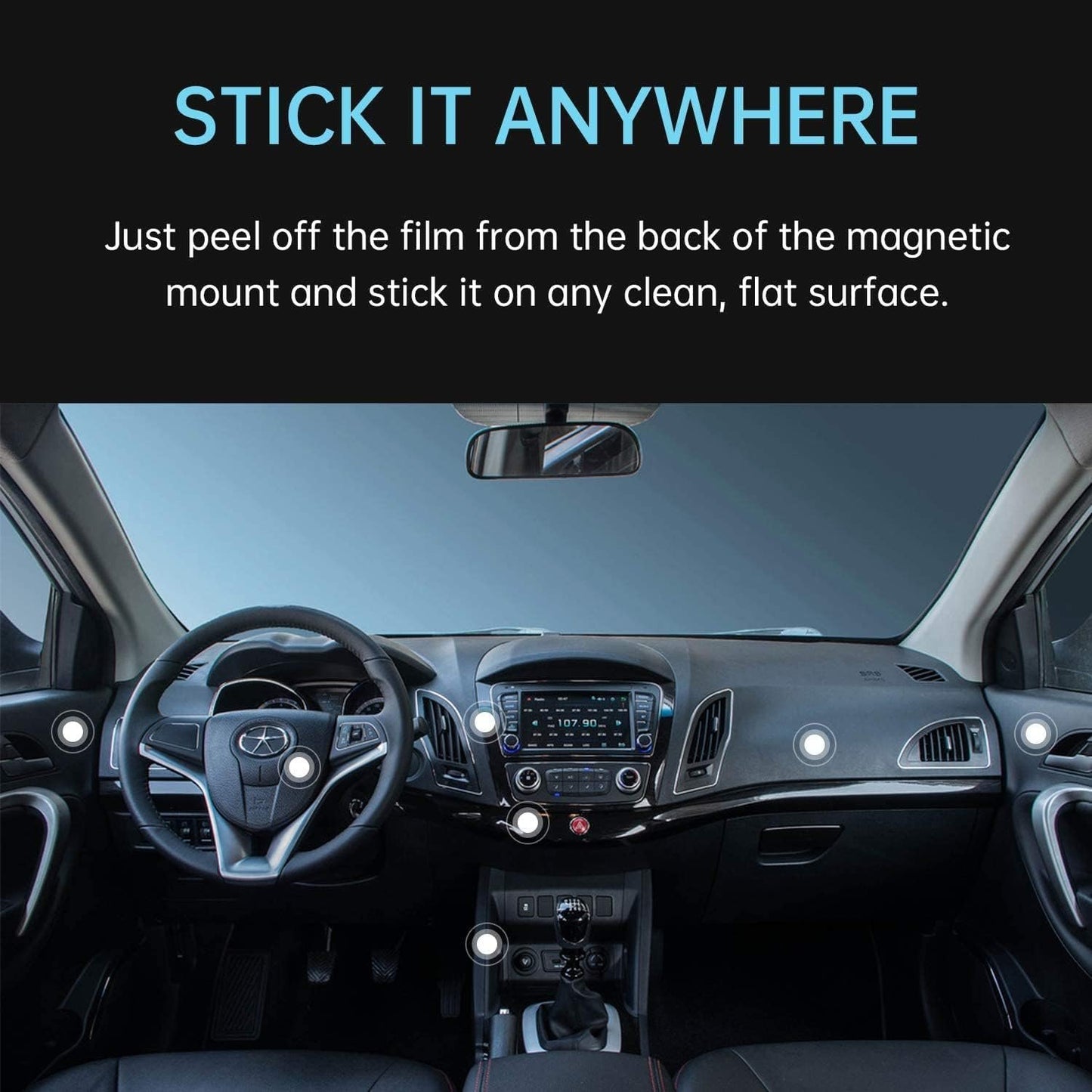 MENNYO Magnets for Mobile Phone, Car Phone Holder with Metal Plates Glued to the Dashboard | Wall Car Mobile Phone Mounts Compatible with iPhone Samsung Galaxy/Huawei Note etc.