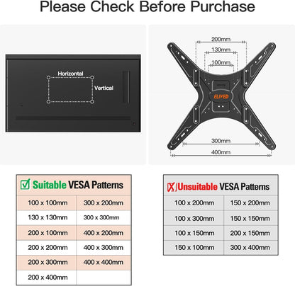 ELIVED Outdoor Long Arm TV Wall Mount for Most 26-65 Inch TVs, 37.4 Inch Long Extension TV Mount Swivel and Tilt, Max VESA 400x400mm, Full Motion Weatherproof Wall Mount tv Bracket Holds up to 77 lbs.