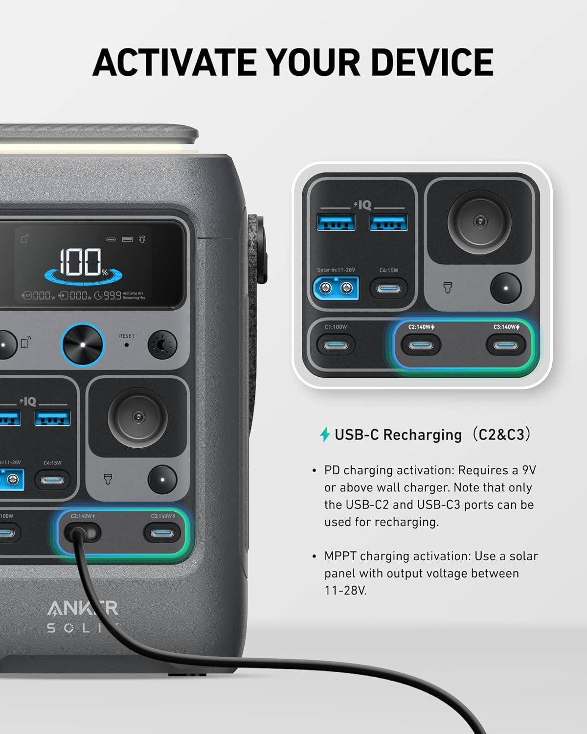 Anker SOLIX C300 DC Power Bank Station, Outdoor 288Wh (90,000mAh), Portable Power Station, LiFeP04 Battery, 300W Solar Generator, for Camping, Traveling, and Emergencies (No Wall Charger Included)