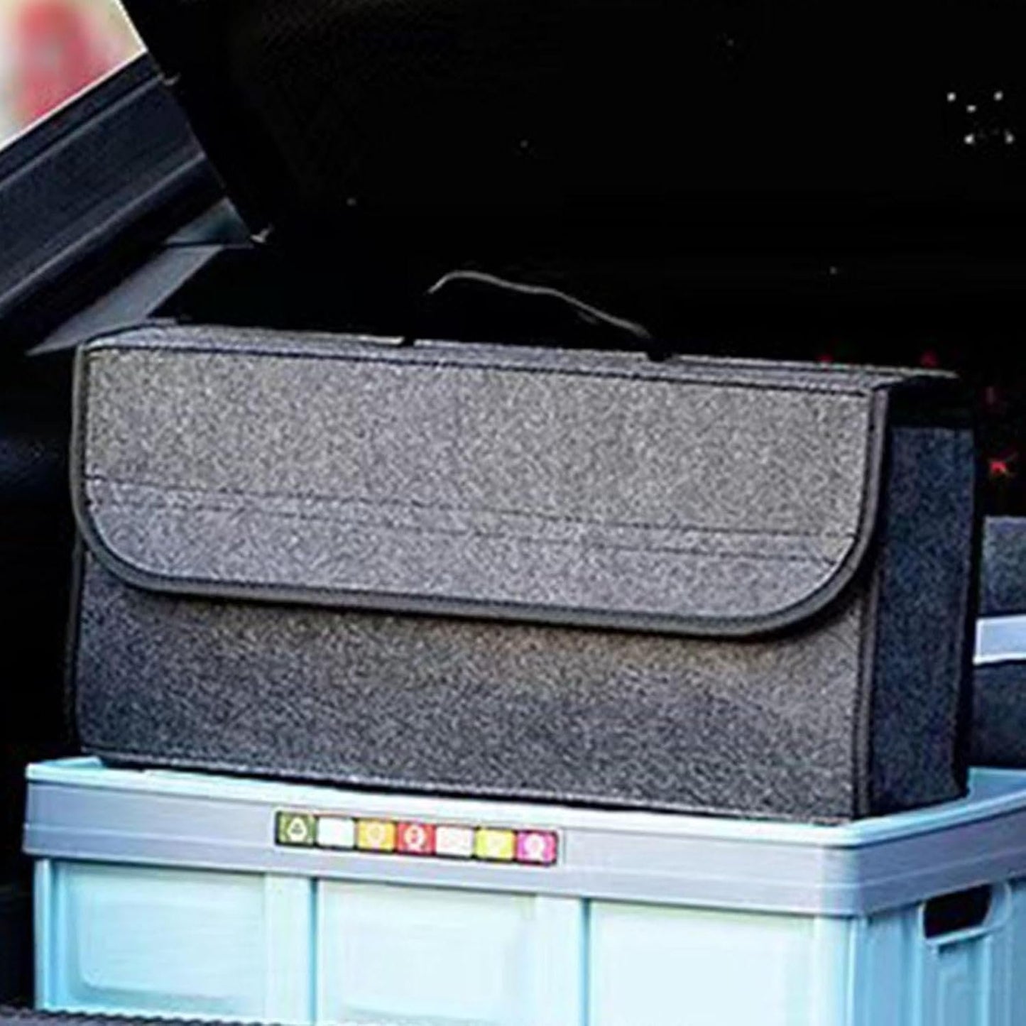 Large SUV Trunk Organizer,Multipurpose collap-sible SUV Trunk Organizer,Felt Car Storage Box with Handle