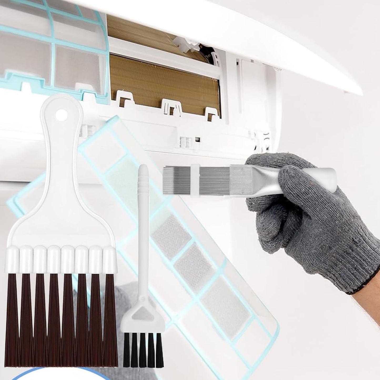 Cleaning Brush Set, Stainless Steel Coil Cleaner for Car, RV, Refrigerator, Duct, Vent, and Appliance Maintenance, Essential for Coil Repair and Efficiency