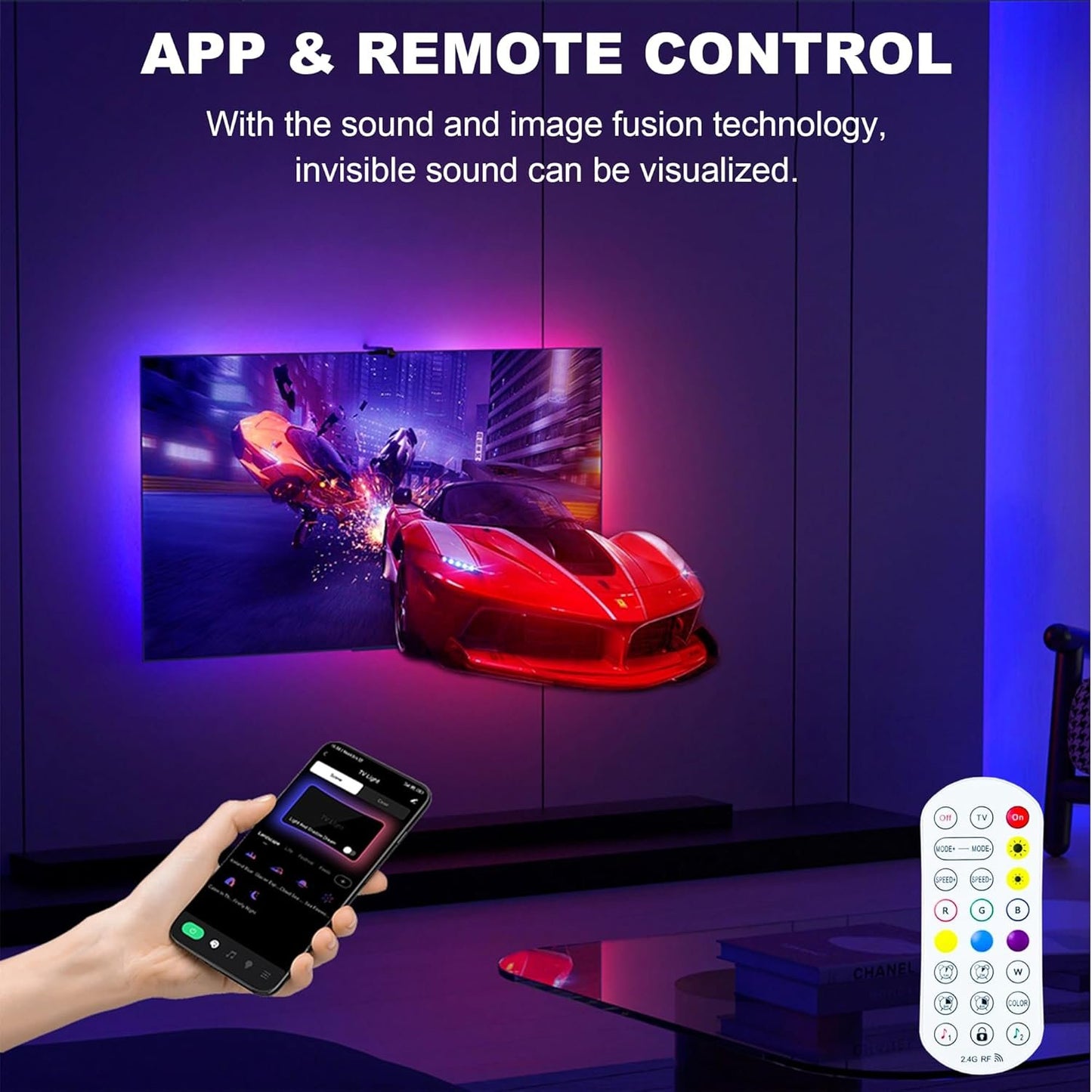 Smart LED TV Backlights with Camera for 55"-65" TV PCï¼ŒCozylady 12.5ft RGB+IC Immersion TV LED Lights Sync to Screen & Music,3.8M Immersive LED Light Strips with Power Supply, App & Remote Control