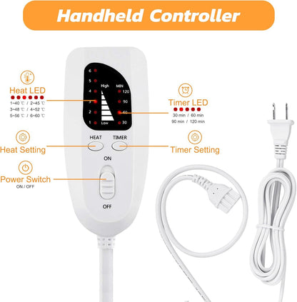 Heating Pad, Electric Heating - Electric Heat Pad with Multiple Temp & Timer Settings, Auto Off(Blue, 33‘’×17‘’)