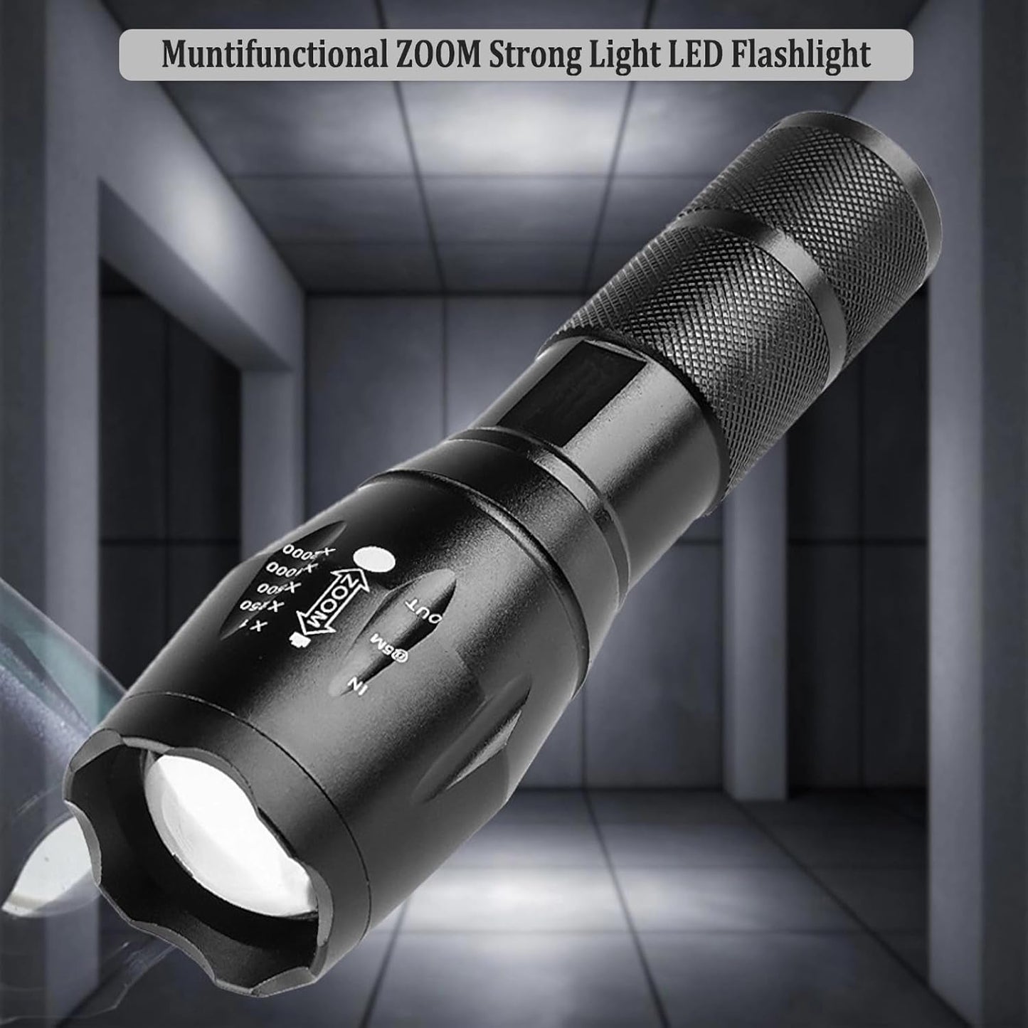 T6 Zoomable Aluminum LED Flashlight, Super Bright, Portable Torch, Powerful Emergency Flashlight has 5 Modes, Outdoor for Camping, Hiking, Fishing, Tactical Handheld Torches (Rechargeable-130MM)