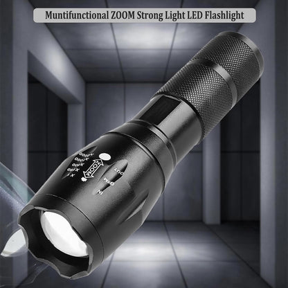 T6 Zoomable Aluminum LED Flashlight, Super Bright, Portable Torch, Powerful Emergency Flashlight has 5 Modes, Outdoor for Camping, Hiking, Fishing, Tactical Handheld Torches (Rechargeable-130MM)