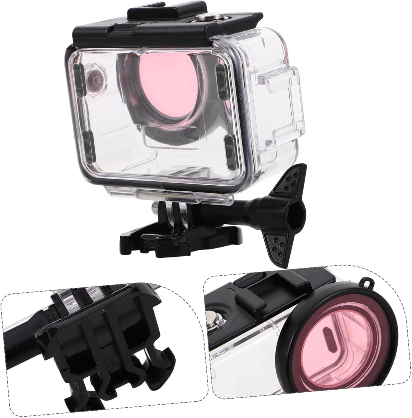 SHINEOFI Camera Housing with Dual Cold Shoe Mounts Transparent Protective Shell for Digital