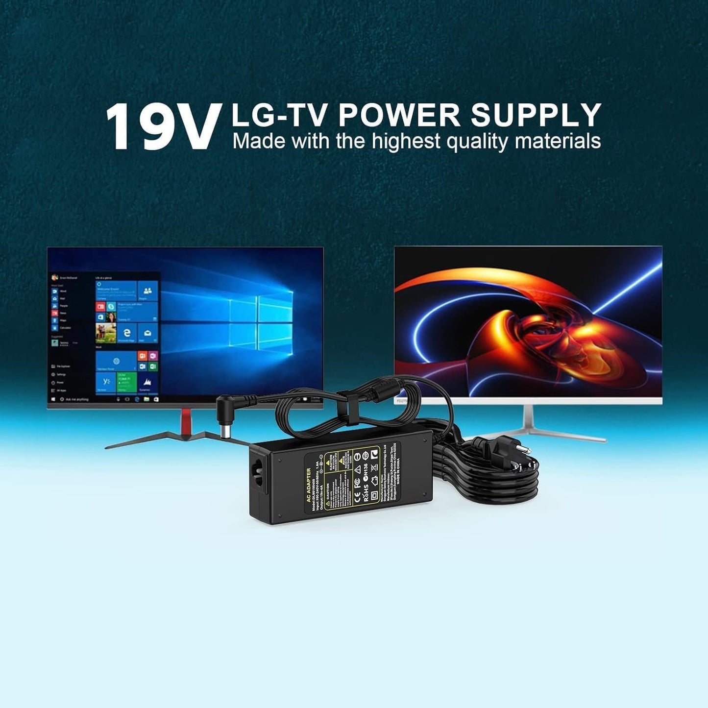 AC DC Adapter Electronics Charger for LG 19V Power Supply Cord 19" 20" 22" 23" 24" 27" LED LCD ADS-40FSG-19 24LJ4540 DA-48F19 DA-65G19 LCAP21C 24LB451B Monitor Widescreen Ultrawide HDTV HD TV Flatron