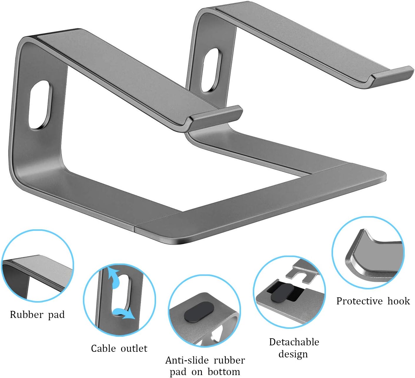 Aluminum Laptop Stand Compatible with Mac MacBook Pro/Air Apple 12" 13" Notebook, Metal Laptop Desk Stand Portable Desktop Computer Holder Stable Riser Ergonomic Elevator for 10 to 15.6