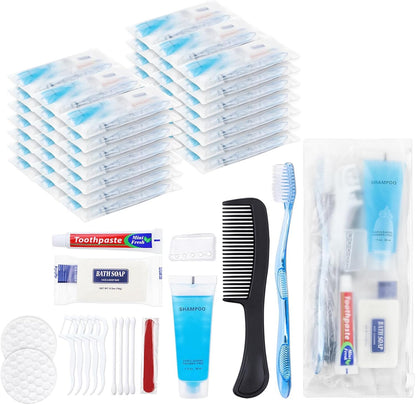 HQSLsund Basic Toiletry Kits, Individually Packed, Personal Hygiene Kit Bulk Homeless Care Package Supplies Travel Size Toiletry Kit for Men Women Charity Reusable Toiletry Bag (Pack of 10)