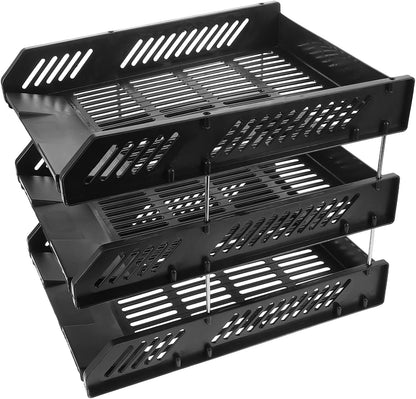 GETAJGHSD Desk Paper Tray Organizer Mesh File Sorter for Office Home Black Letter Holder for Efficient and Workspace Organization