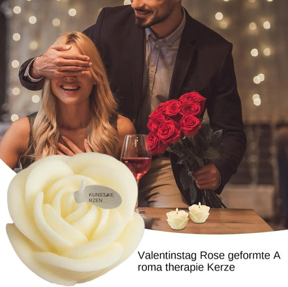 Romantic Ambience Rose Candles - Flower-Shaped Candles, Flower Candle, Artificial Flower Tea Light Candles, Rose Candle, Long Lasting Scented Soy Wax Candle for Valentine's Day, Home Decor