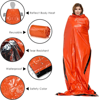 SAINUOD Emergency Sleeping Bag Waterproof Blanket Thermal Survival Bivvy Bags with Ultralight Gear Portable Nylon Sack for Camping, Hiking, Outdoor Adventure Activities(4 Pack)