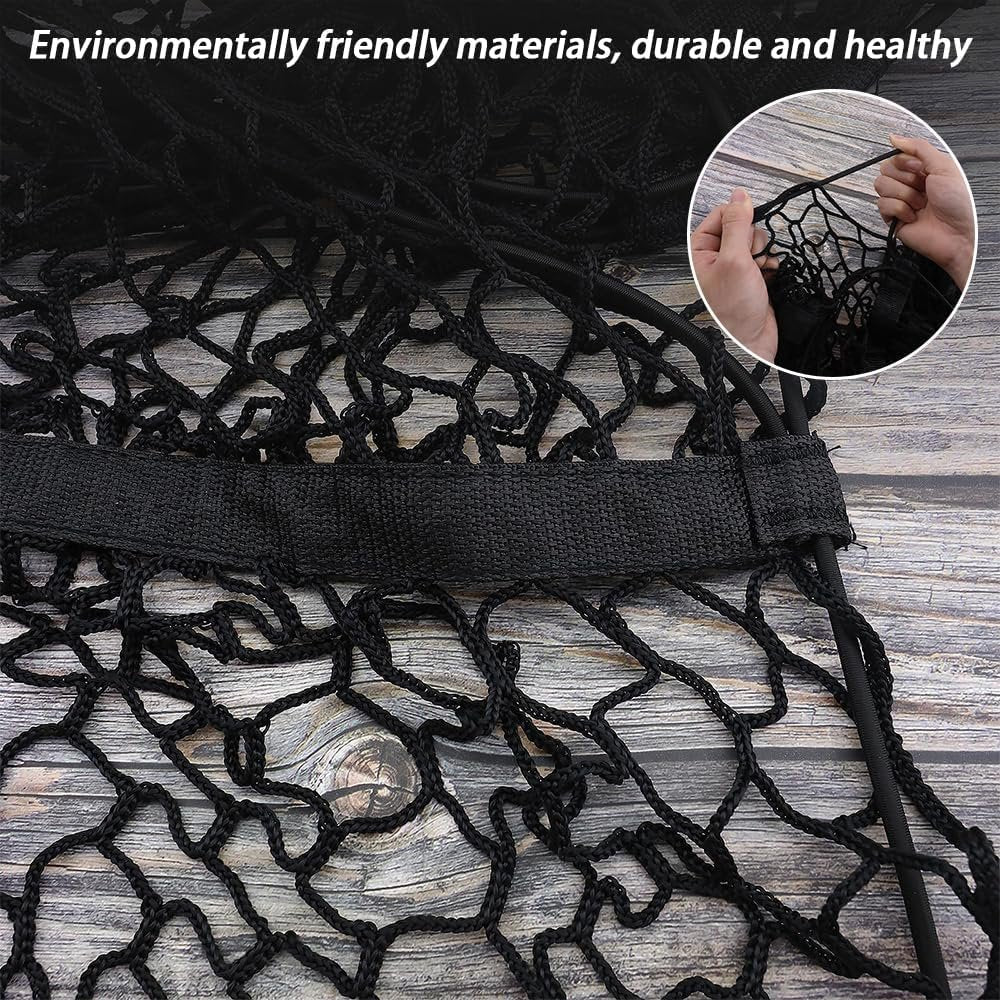 Three Pocket Mesh Storage Net, Mesh Trunk Cargo Net Storage Organizer, Heavy Duty Black Mesh 3 Pocket Trunk Cargo Organizer for Car, Van, SUV Pickup Truck Bed