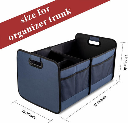 Vogano Trunk Organizer for Car,Collapsible Multi-Compartment Car Organizers Foldable 600D Oxford Polyester for SUV,Automotive (blue)