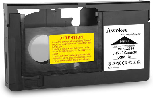 awokee VHS-C Cassette Adapter Compatible with VHS-C SVHS JVC RCA Panasonic Motorized Cassette Converter (Not Compatible with 8mm / MiniDV / Hi8)