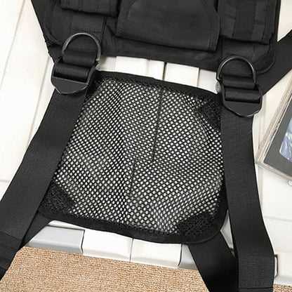 Running Chest Pack, Adjustable Shoulder Harness, Lightweight Pouch, Multiple Compartments, Secure Strap Organizer for Jogging, Hiking, Travel, Outdoor Sports 11.02x9.06x0.79 inches